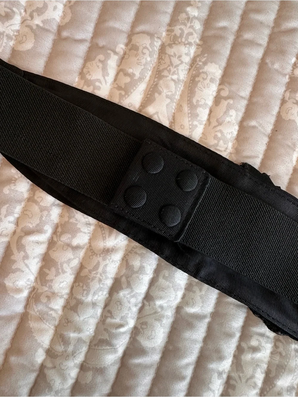 White House Black Market Black Embellished Elastic Waist Belt with Snap Closure